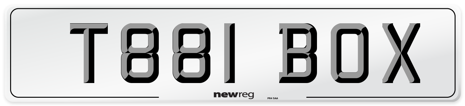 T881 BOX Number Plate from New Reg